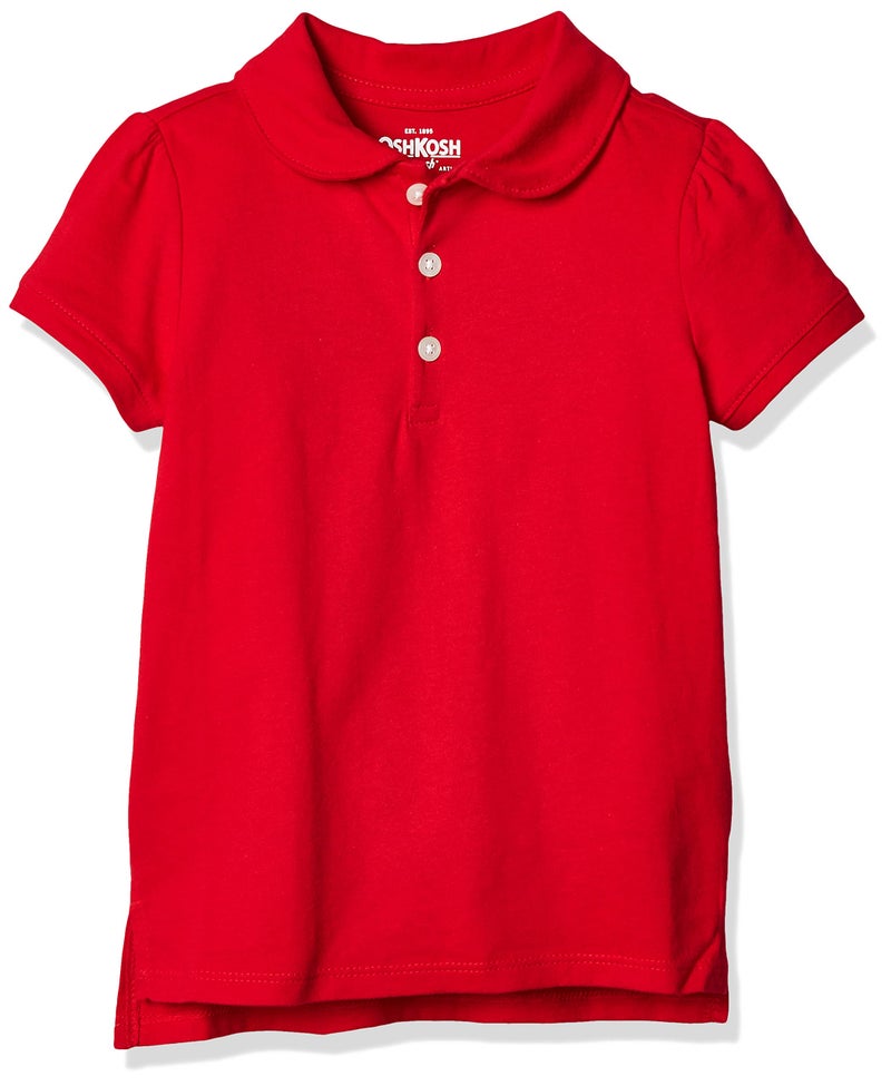 OshKosh B'Gosh Girls' Little Short-Sleeve Uniform Polo, Ruby Red, 8 - Image 1